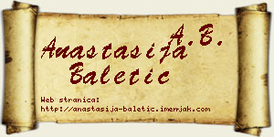Anastasija Baletić vizit kartica